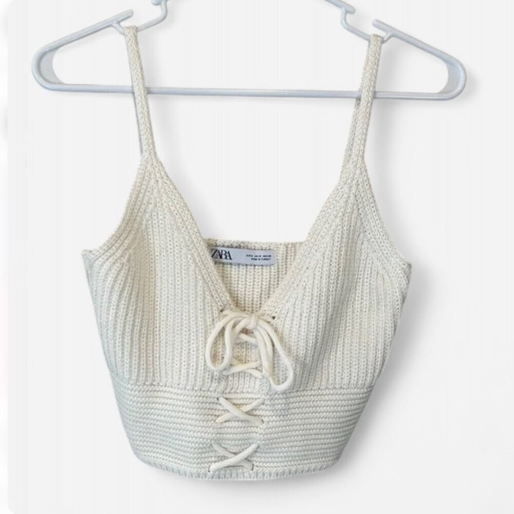 Zara Crochet Lace Up Crop Top